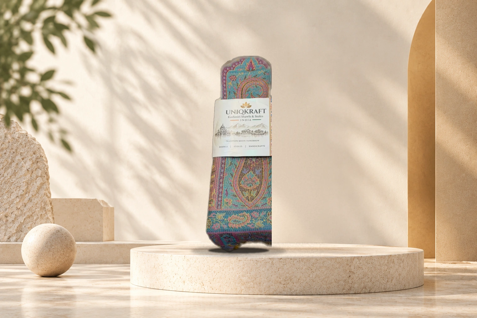 The Srinagar Sovereign All-Over Floral Jamawar Shawl - Turquoise & Sovereign Jamawar Tapestry