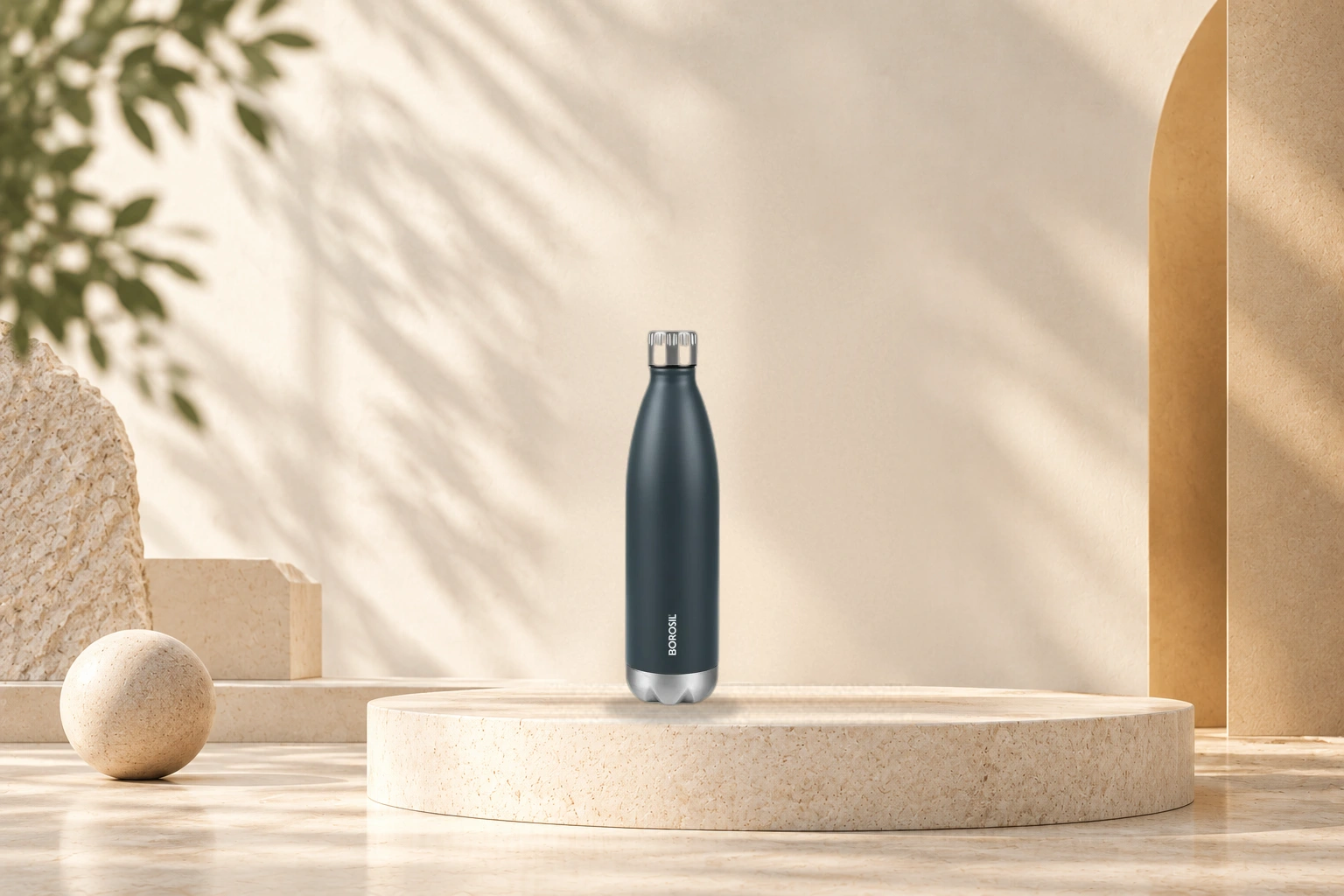 Borosil Bolt Double-Wall Insulated Bottle - 500ml Matte Black