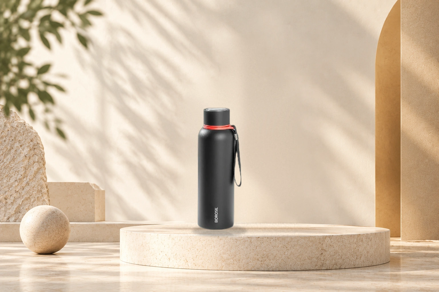 Borosil Hydra Trek Stainless Steel Sports Flask - 500ml Matte Black