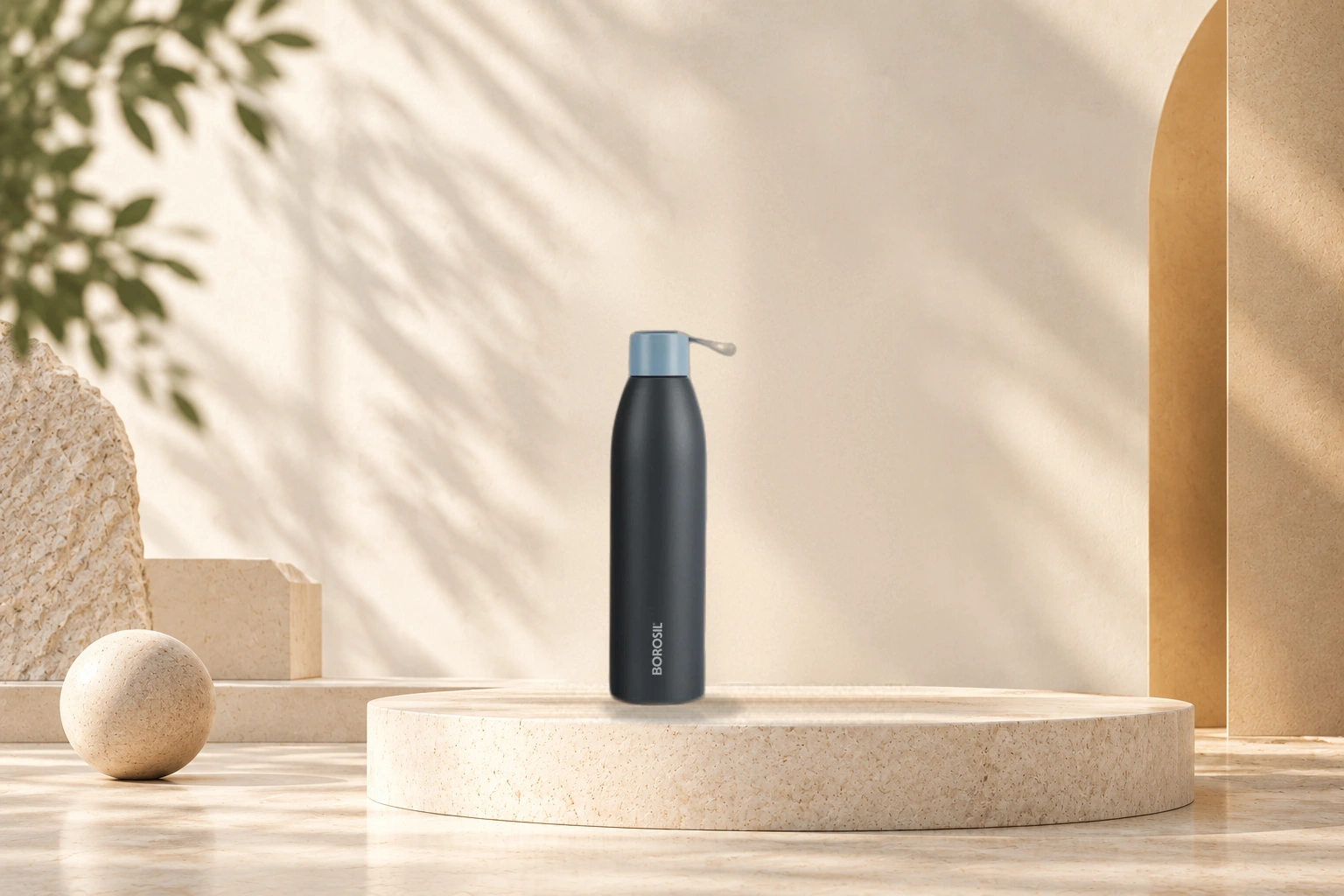 Borosil Hydra Duomate Insulated Bottle (750ml) - 750ml Matte Black