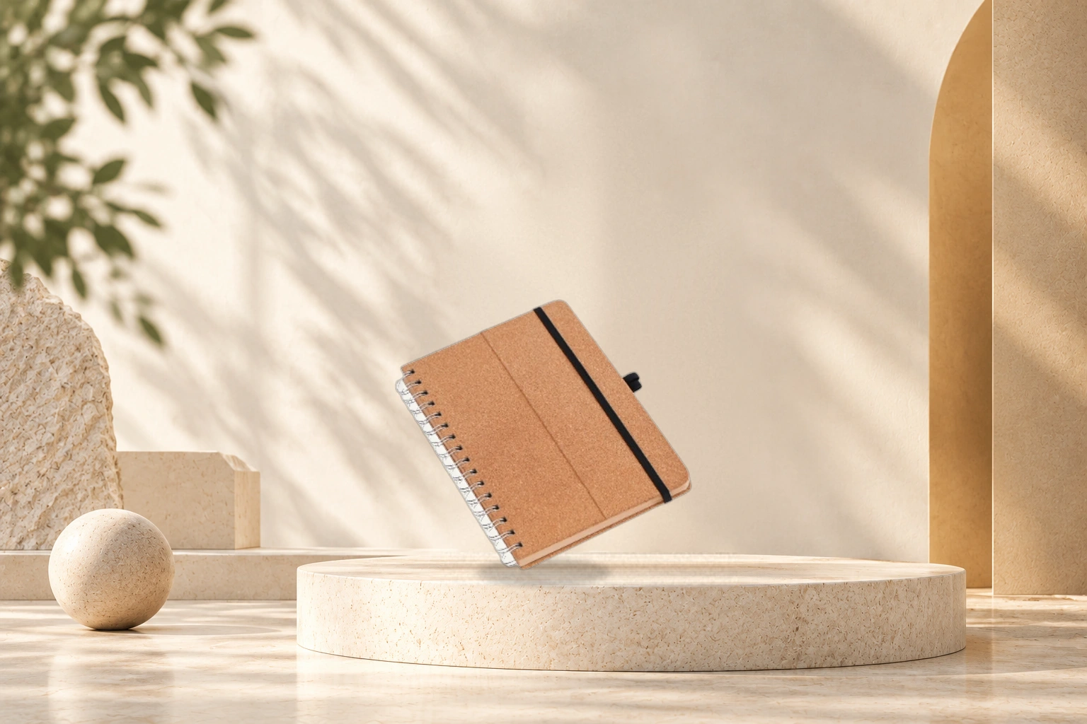 Natural Cork Bark Executive Notebook with Mobile Stand - Cork with Mobile Stand (9016)