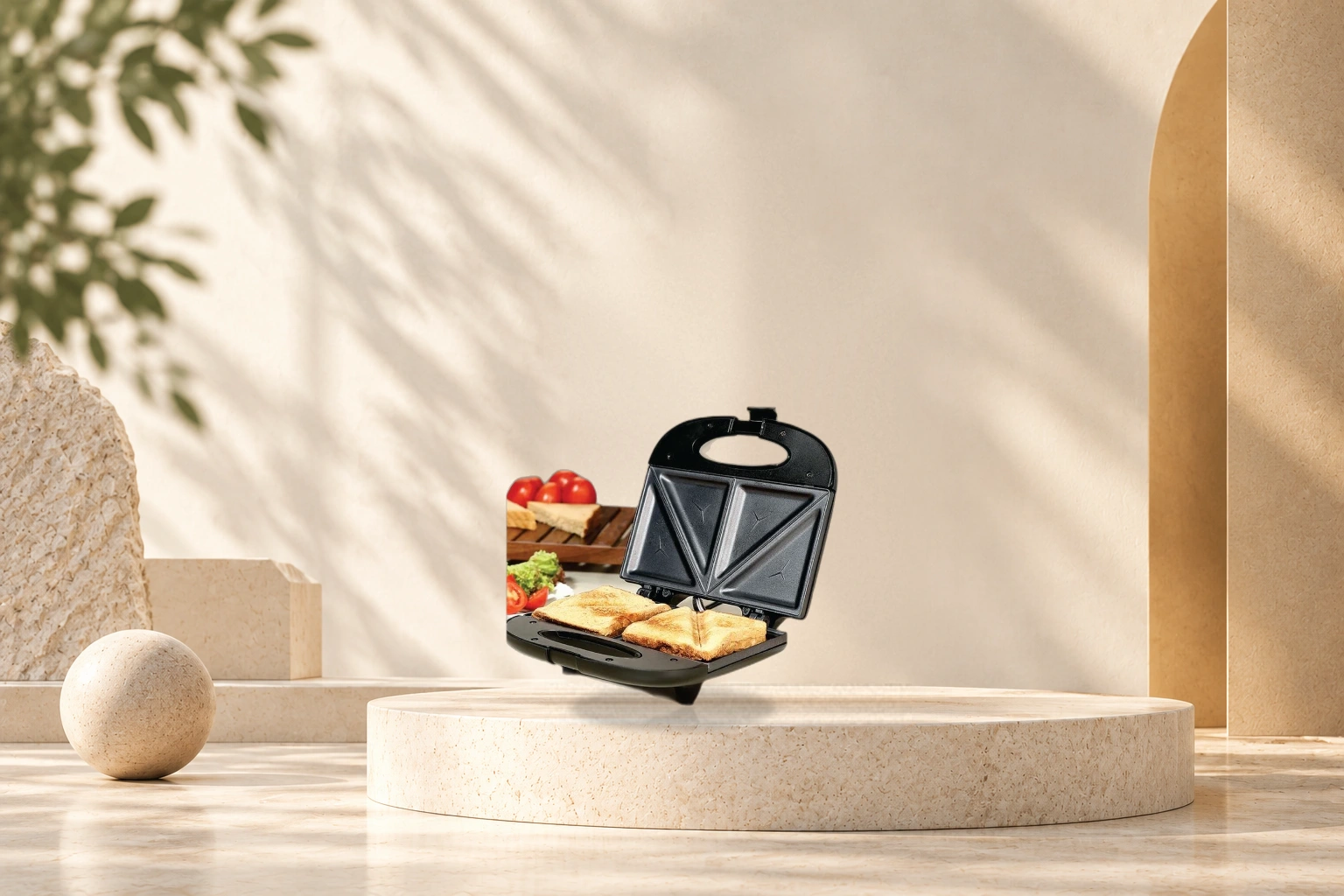 Borosil Non-Stick Grill Sandwich Maker (700W) - Matte Black & Stainless Steel (700W)