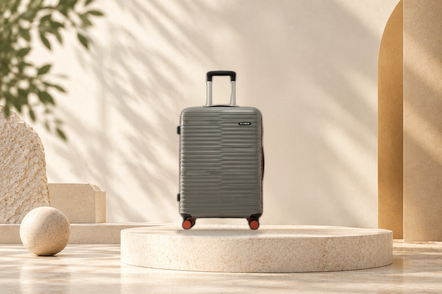 Cabin trolley luggage on concrete podium