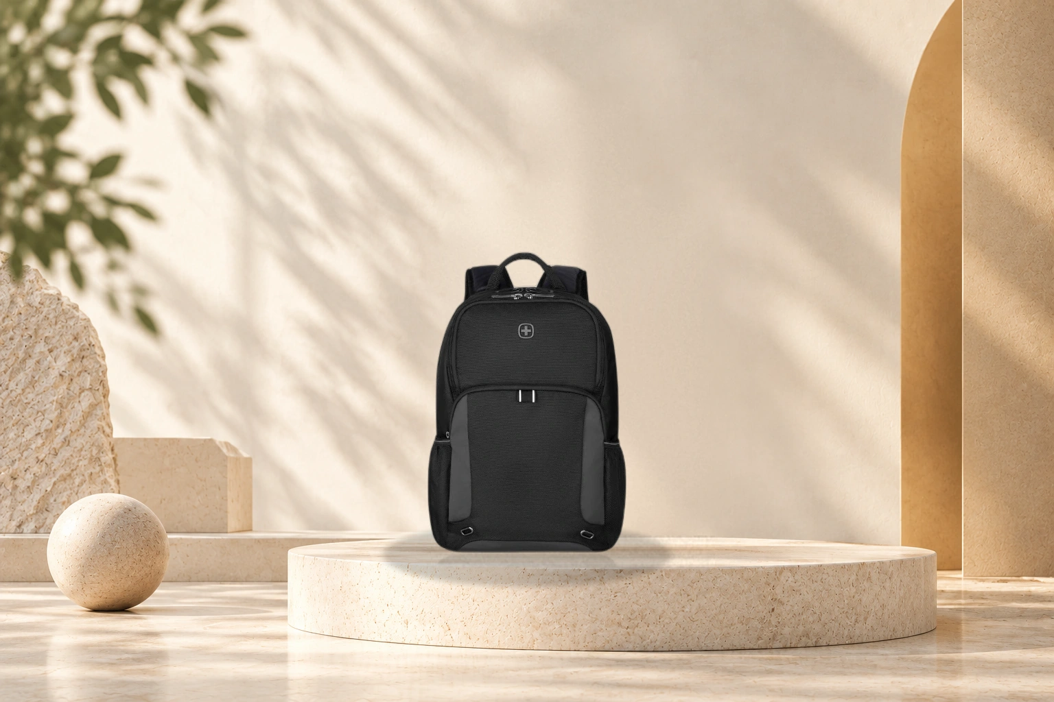 Wenger Swiss Army Heritage Laptop Backpack (24L) - Ballistic Onyx Black (Front)