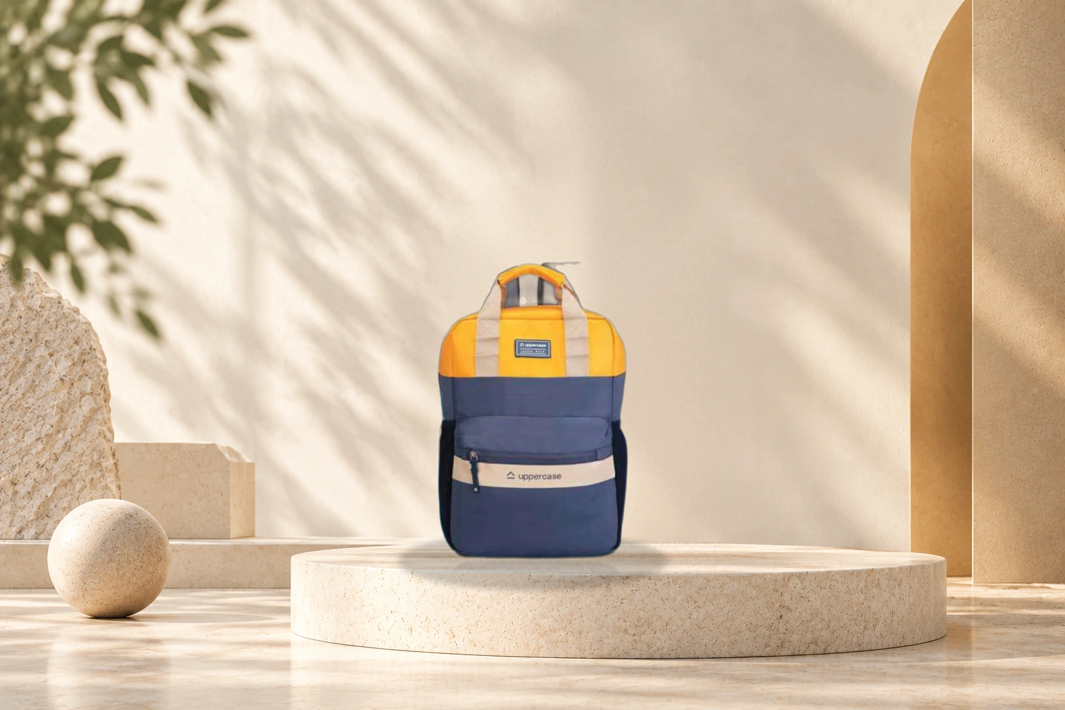 Uppercase Vegan Leather Executive Laptop Backpack - Navy Blue Luxe